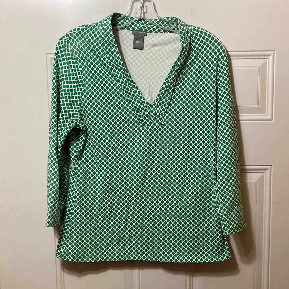 Ann Taylor Green Geometric Women's Top L